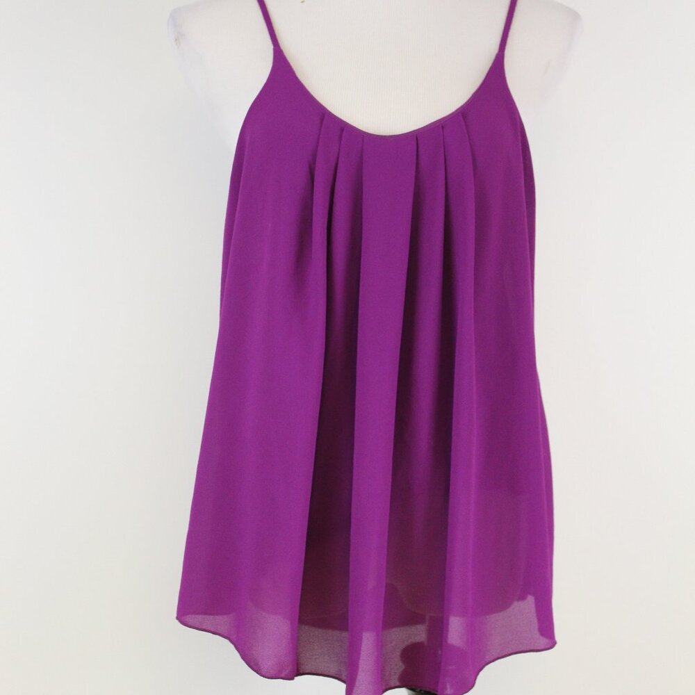 JJ Perfection Raspberry Chiffon Tank Top Size XL Lined Flowy Cami Blouse